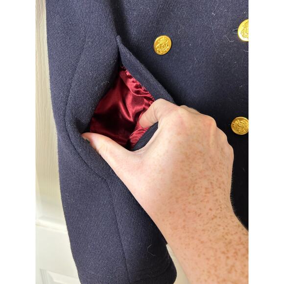 J Crew Stadium Cloth Nello Gori Wool Navy Blue Peacoat EUC - Picture 4 of 7